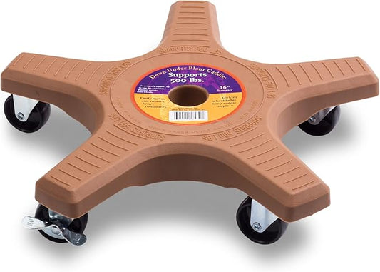 Bosmere Down Under Plant Caddie, Heavy Duty Plant Stand with Wheels, 500lb Capacity, 16-Inch, Adobe