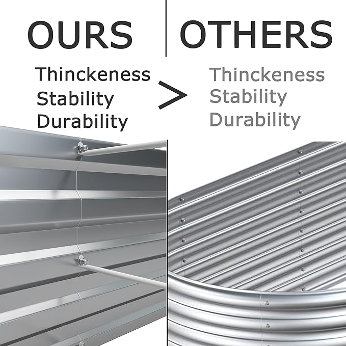 8x4x1ft(2 Pack) Galvanized Raised Garden Bed,Outdoor Planter Box Metal Patio Kit Planting Bed for Vegetables Flowers Herb,Silver