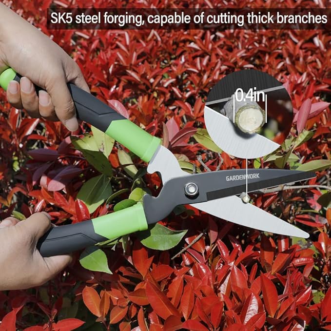 Hedge Clippers,Hedge Shears for Trimming Borders,Box and Bushes Garden Tools with SK5 Sharp Blade and Comfort Grip,Bush Cutters for Hedges