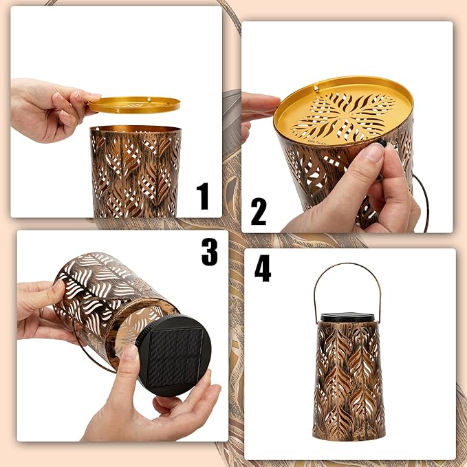 Solar Lantern Outdoor Garden Decor 2 Pack Hanging Solar Lantern Lights, Farmhouse Decor Outdoor Lantern, Waterproof Lantern for Patio, Yard, Table, Pathway Halloween Christmas Day Decor