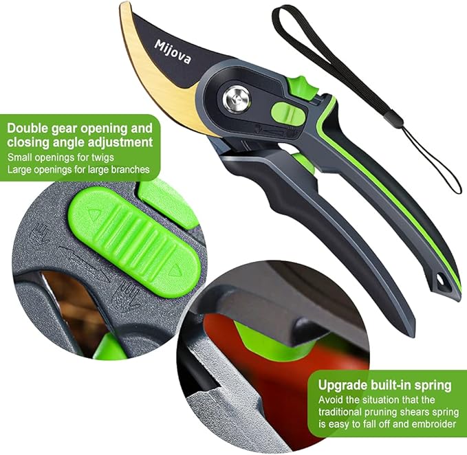 Garden Pruners, Pruning Shears for Gardening Heavy Duty with Rust Proof Stainless Steel Blades, Best Hand Pruners Garden Shears Ergonomic Gardening Tools