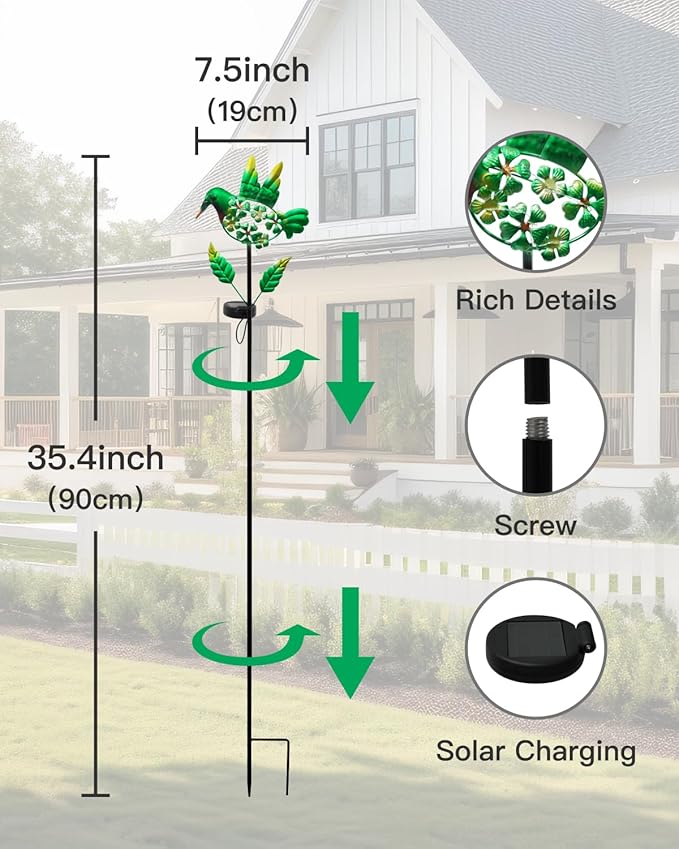 Putuo Decor Solar Garden Stake Light Outdoor Garden Decoration Hummingbird LED Light Outdoor Decorative Waterproof Patio Yard Pathway Garden.