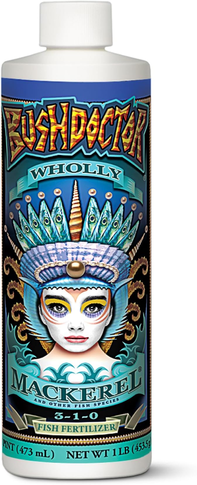 FoxFarm Bush Doctor Wholly Mackerel Fish Fertilizer, Fx14113 - Liquid Plant Nutrient for Seedlings, Transplants, and Vegetative Growth – NPK 3-1-0 (Pint)