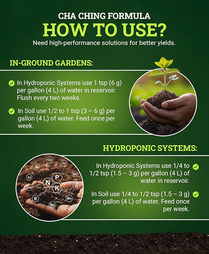 FoxFarm Cha Ching Soluble Fertilizer, Water Soluble High-Phosphorus Fertilizer, Supports Late Harvest Stage - Outdoor Flowers, Fruiting Plants, Containers and Bed Areas, NPK 9-50-10 (1 lb)