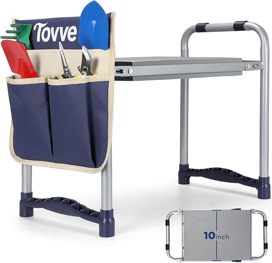 Upgraded Garden Kneeler and Seat with Thicken & Widen Soft Kneeling Pad, Heavy-Duty Foldable Garden Stool with Large Garden Tool Bag, Portable Garden Bench Gardening Gifts for Women, Seniors