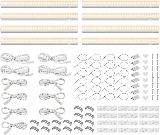 Barrina Grow Lights for Indoor Plants, Full Spectrum Grow Light, 1ft Plant Lights for Indoor Growing, LED Grow Lights, T5 Grow Light Strip, Plug and Play, Yellow, 8-Pack