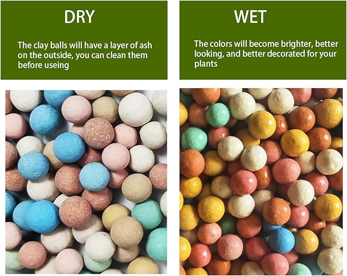 Colorful Leca Clay Pebbles for Plants 8-10mm Natural Organic Leca Balls Indoor Potting Garden Soil for Orchid, Succulents, Hydroponics, Decoration, Drainage (Colorful-1, 2 lbs)