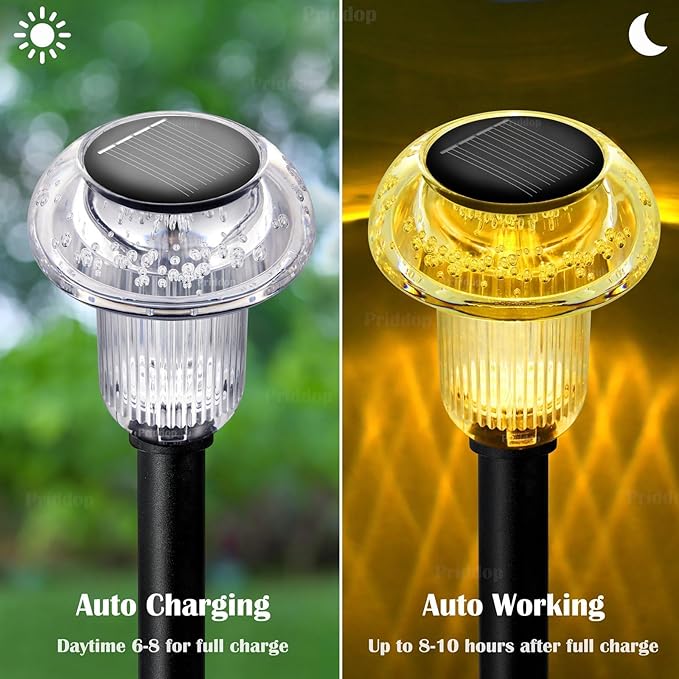 Solar Lights Outdoor Pathway Lights 8 Pack LED Waterproof Warm White Mushroom Shape for Garden Driveway Walkway Landscape Path Lawn Yard Decor
