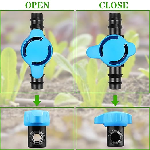 Drip Irrigation 1/2" Barbed Valve: 12 Pack in-Line Ball Shut Off Valve 16mm for 1/2 Inch and 5/8 Inch Irrigation Tubing (.570 to .620 ID) for Drip Line Tape System