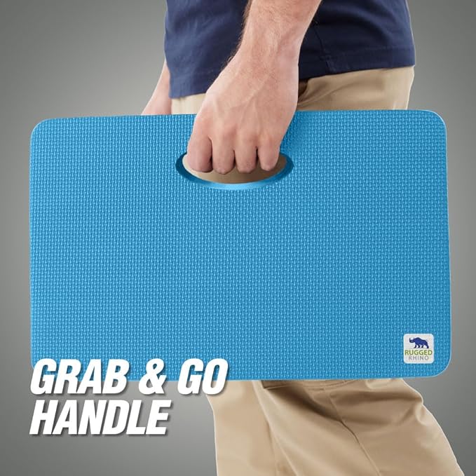 Rugged Rhino Soft Foam Kneeling Pad, Thick Knee Mat Resists Water, Durable Shock Absorbent Pads, Comfortable Strong Rebound, Gardening, Mechanic Tools, Bath Tub Essentials Bright Blue
