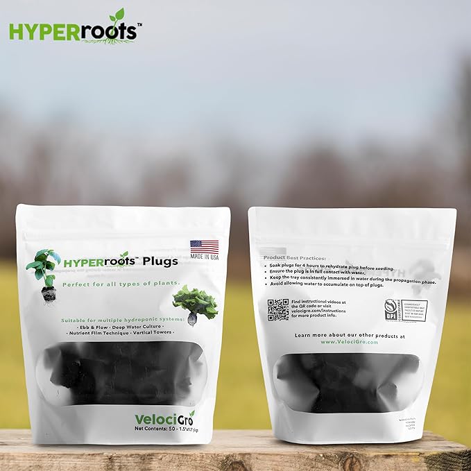 Compostable Seed Starter Plugs - Sustainable Seed Pods Made from Plant-Based Sugars - Outperforms Peat, Coir, Rock Wool for Hydroponics, Indoor, or Outdoor Gardening (1.5" x 1.5", 50ct)