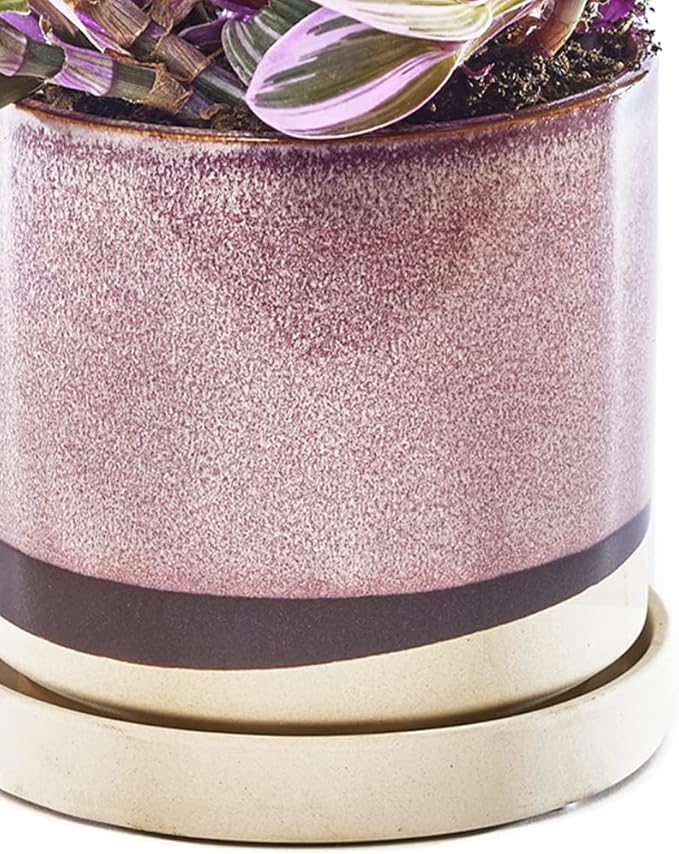 CHIVE ‘Minute’ Ceramic Planter Pot — Cute 5” Colorful Succulent Pots for Indoor & Outdoor House Plants — Beautiful Modern Farmhouse Kitchen Decor — Burgundy