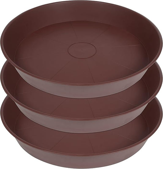 3 Pack of 25 26 inch Plant Saucer (22.7 Inch Base), 4.2" Depth, Large Deep Heavy Duty Plastic Flower Planter Water Trays for Indoors Outdoor, Plant Drip Trays (26", Chocolate)