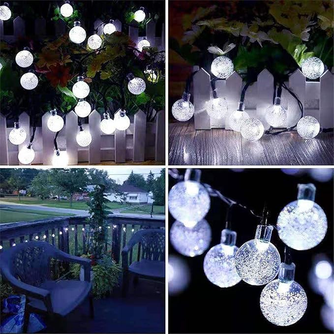 LORRYTE White 2-Pack 100 LED 64FT Crystal Globe Solar Lights Outdoor, Waterproof Solar String Lights Outdoor Decorative with 8 Lighting Modes for Easter Christmas Decor Garden Wedding Party Tree