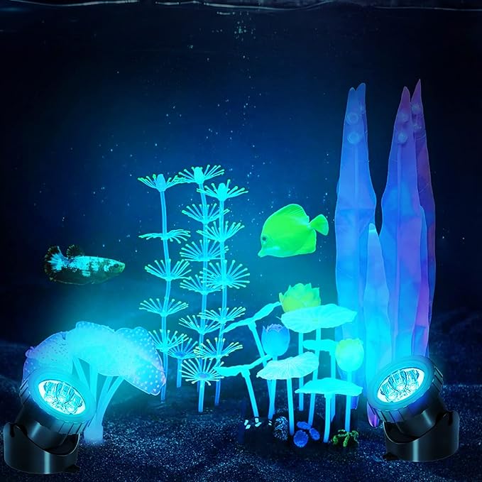 T-SUN LED Pond Light, 5 Head Lamps Submersible LED Pond Lights Color Changing Garden Pond Light with Remote Control, RGB Fish Tank Lights Fountain Spotlight for Garden, Pool, Aquarium Tank(5 Headlamp)