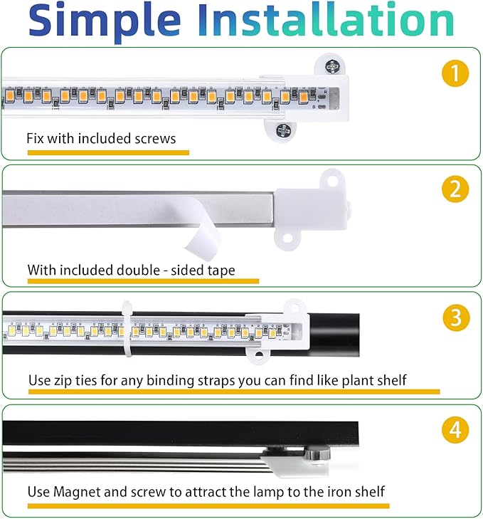 One Strip Growing lamp 2-Pack, Full Spectrum LED Grow Light Strips for Indoor Plants with Auto ON/Off Timer & 4 Dimmable Levels, for Green House Hydroponics Succulent (One Strip×2pcs)
