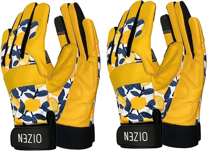 2 Pair Cowhide Leather Thorn Proof & Puncture Resistant Gardening Gloves for Women and Men, Touchscreen Compatible Working Gloves for Weeding, Digging, Planting, Gardening Gifts for Women (Large)
