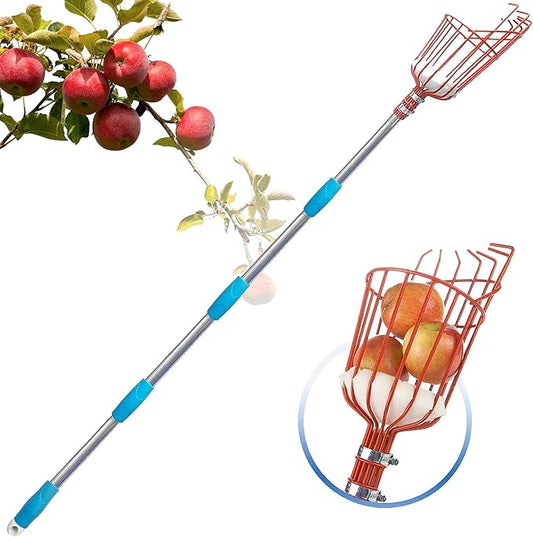 Adjustable Fruit Picker with Telescoping Handle and Basket, 13ft - Ideal for Apple, Orange, Avocado, Lemon, Pear, and Mango Harvesting