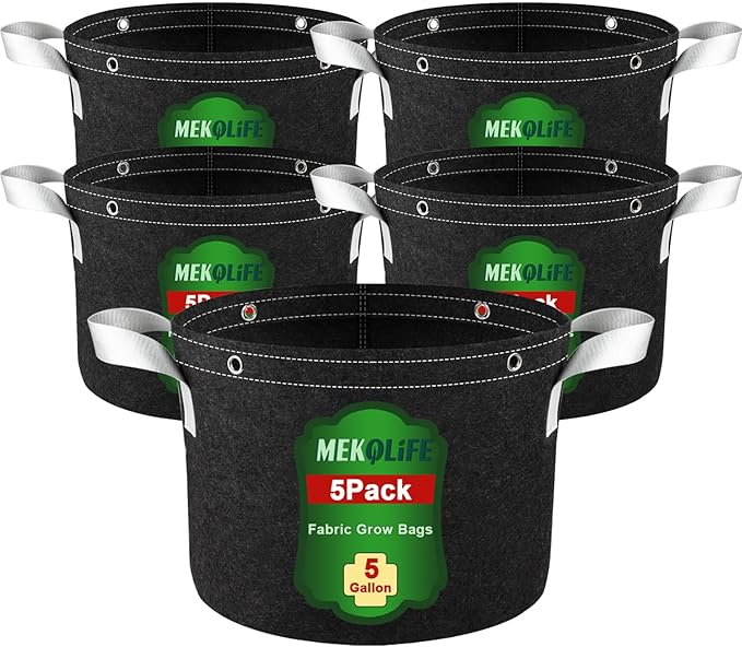 Grow Bags - Potato Grow Bags - Thickened Fabric Pots - Large Grow Bags - Tomato Vegetables Grow Bags (5 Pack(5 Gallon))