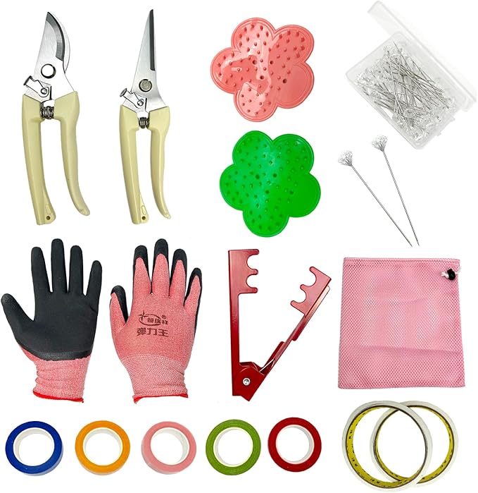 15 Pcs Rose Thorn Stripper Tool, Garden Tool Set for Flower Thorn Remover, Floral Tools with Flower Scissors and Rose Pruning Shears and Floral Tape and Bouquet Pins, Gardening Hand Tools for Florist