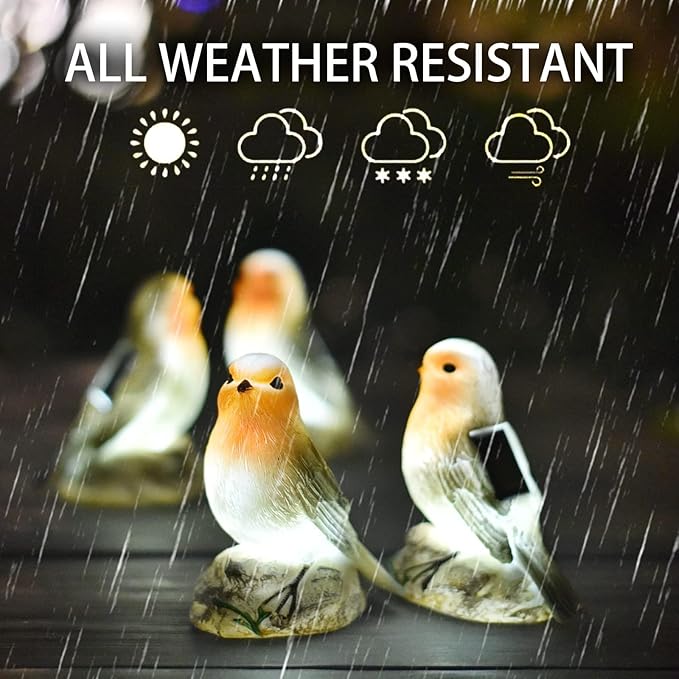 Solar Garden Outdoor Statues Bird Lights, Cute Birds Garden Decor for Outside, Christmas Birthday Gifts for Women Men or Daughter, Unique Housewarming Gifts and Yard Decoration