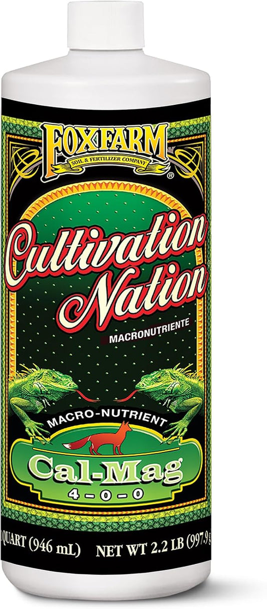 Fox Farm Cultivation Nation Cal-Mag Supplement - Formula with 3% Calcium & 1% Magnesium for Flowering & Fruiting, Ideal for Hydroponics, Soil, & All Growing Environment, NPK 4-0-0 (1 Quart)