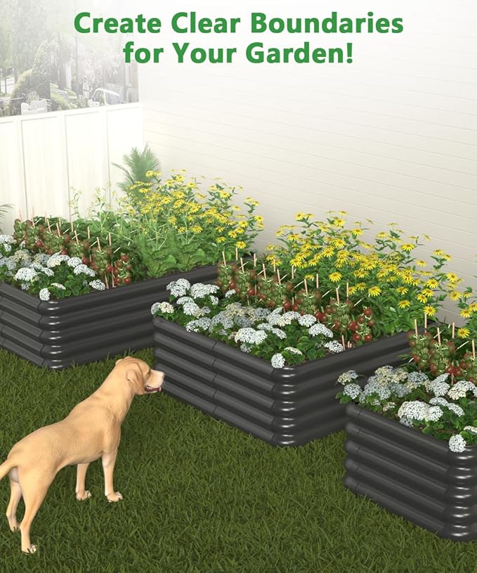 4.3x3.0x1.0ft Raised Garden Bed Kit, Rustproof PP Material Garden Box, Flower Bed with Tool-Free Assembly Design, Rectangular Planter Boxes for Outdoor Vegetables Flower Fruit Herb, Black