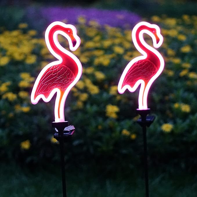 SunKite Flamingo Solar Stake Lights Outdoor,Waterproof Solar Neon Lights for Garden,Yard, Lawn,Pathway,Patio,Backyard (2 Pack)