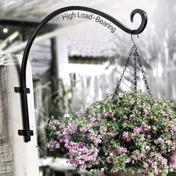 AJART Plant Hanger Bracket Outdoor: 16-Inch Metal Bird Feeder Wall Hooks - 2 Pieces Heavy Duty Plant Hanger Hook for Hanging Flower Baskets