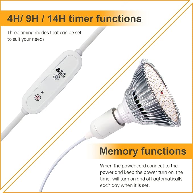 Hanging Grow Lights for Indoor Plants, 25W 5000K, LED Grow Light Bulbs, Height Adjustable Plant Light with Timer, Full Spectrum Grow Light Replace Sunlight for Succulent, Greenhouse by SpeePlant