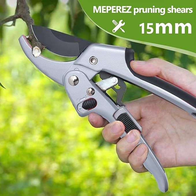 Upgraded Garden Clippers, Adjustable Germany Pruners, Work 3 Times Easier, Professional Pruning Shears, Cutting Rose, Flower, Hedge, Stem, Sharp Gardening Scissors, Arthritis Weak Hand Snips