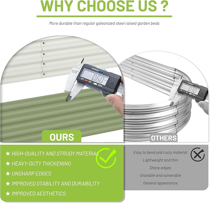 8x4x1ft Raised Garden Bed-Outdoor Galvanized Planter Box for Vegetables, Fruits,Herbs, Flowers, Metal Raised Garden Bed kit-Green