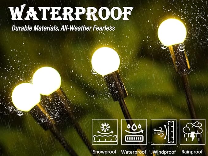 SunKite Solar Garden Lights - 4 Pack 10 LED Solar Firefly Lights Sway by Wind Outdoor Waterproof Solar Decorative Lights, Solar Outdoor Lights for Yard Patio Walkway Decoration, Warm White