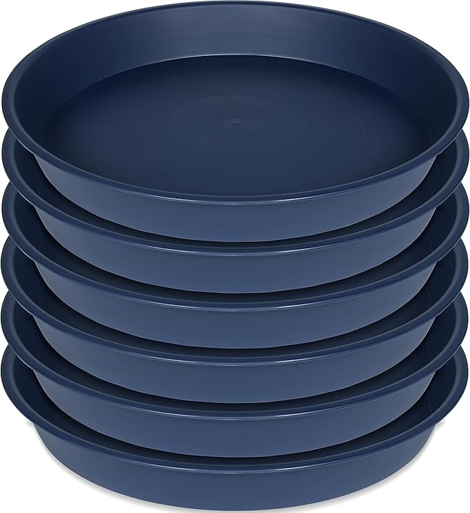 6 Pack of 6 inch Plant Saucer Drainage Tray, 4 5 7 8 10 12 13 15 17 19 inch Plastic Plant Water Tray, Flower Saucers for Indoors, Plant Dishes for Pots Base (6 inch, Blue)