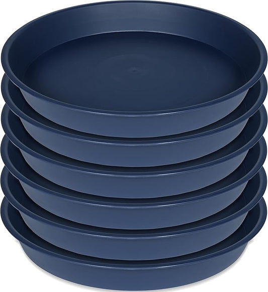 6 Pack of 8 inch Plant Saucer Blue, Plastic Plant Water Tray 8 inch Round, Flower Plant Saucers for Indoors, Dlant Dishes Saucer for Planter 7"/8" (8", Blue)