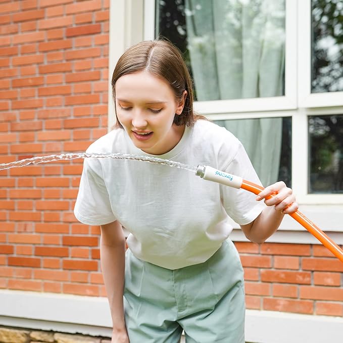 Fevone 25 ft Garden Hose, Heavy Duty Water Hose, Hybrid Polymer, Kink Resistance, Flexible, Durable, Leak Free, Aluminum Fittings, 3/4" GHT, 5/8" ID, 600 Psi, Drinking Water Safe