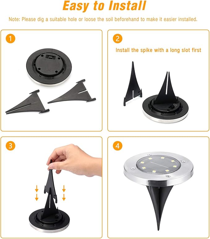 ODEETRONIC Solar Ground Lights, 12 Packs 8 LED Solar Disk Lights, Outdoor in-ground Light Waterproof, Round Solar-Powered Puck Light Flat Lamps for Landscape Pathway Yard Garden Walkway, Cool White