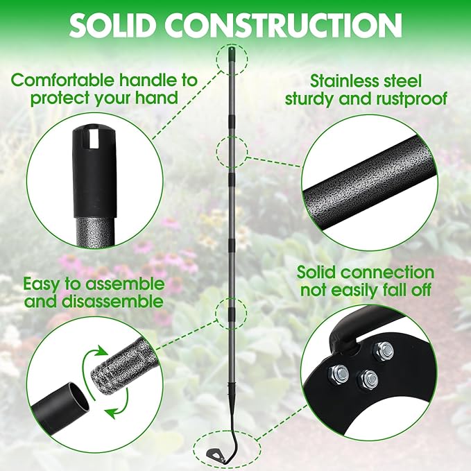 Hoe Garden Tool, Hollow Hoe Gardening Weeding Tool, 85" Long Handle Heavy Duty Manual Weeder Gardening Hand Tools for Weeding, Digging, Loosening Soil