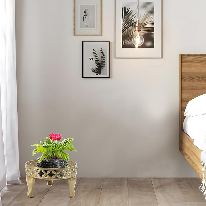 Gold Plant Stand, Metal Plant Stands Outdoor, Anti-Rust Iron Planter Stands for Indoor Plants, Round Flower Pot Stands Plant Shelf, Display Shelves Potted Plant Holders for Home Patio Decor