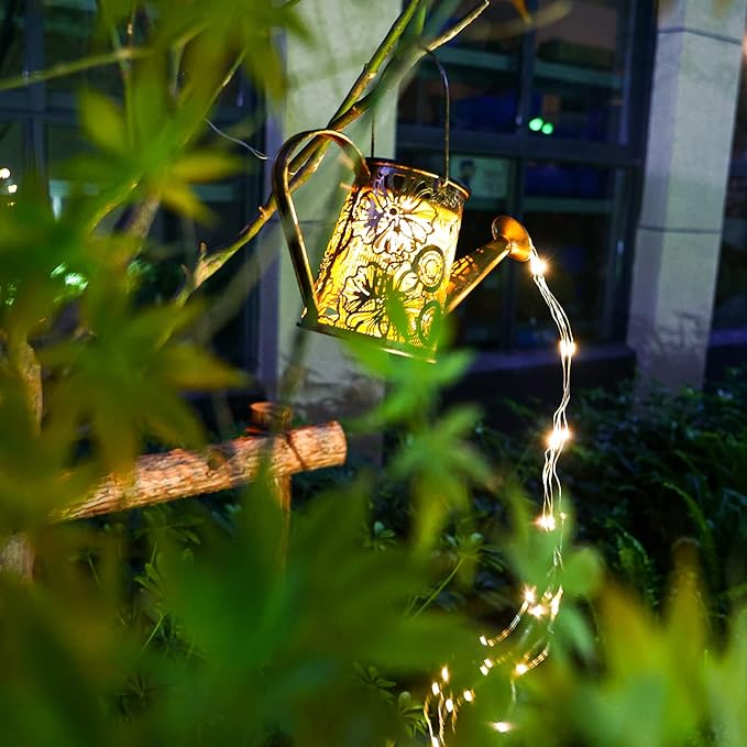 Solar Watering Can Lights Outdoor, Gardening Gifts for Mom Women Grandma Mother's Day, Waterproof Garden Decor Hanging Solar Lantern Lights, Outdoor Patio Yard Porch Decor for Birthday Christmas
