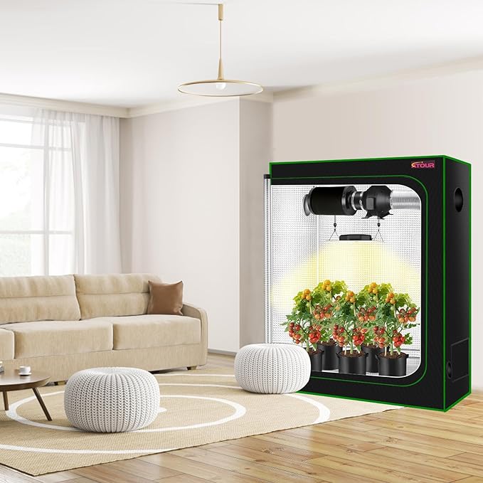 ATOUR 48”x24”x60” Grow Tent, Reflective 600D Mylar,Hydroponic Grow Tent with Observation Window and Floor Tray for Indoor Plant Growing 4’x2’