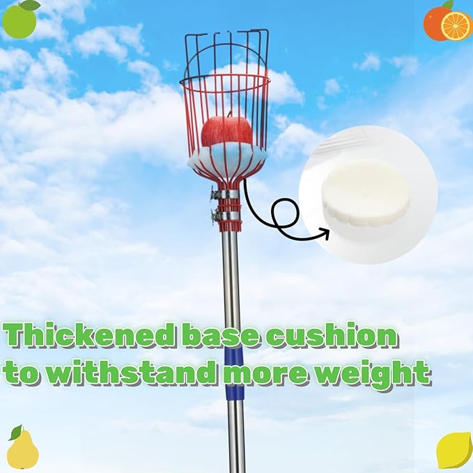 Adjustable Fruit Picker with Telescoping Handle and Basket, 35-65 Inches - Ideal for Apple, Orange, Avocado, Lemon, Pear, and Mango Harvesting