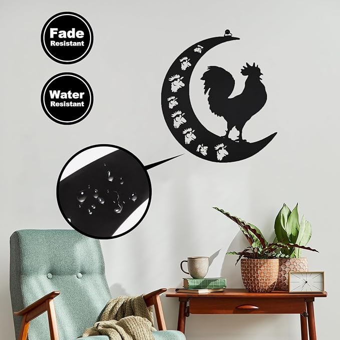 Rooster Metal Wall Art Outdoor Decor-12 Farmhouse Wall Decor Animal Cock Wall Hanging Decor Silhouette Wall Art for Farmhouse Kitchen Home Garden Wall Decoration