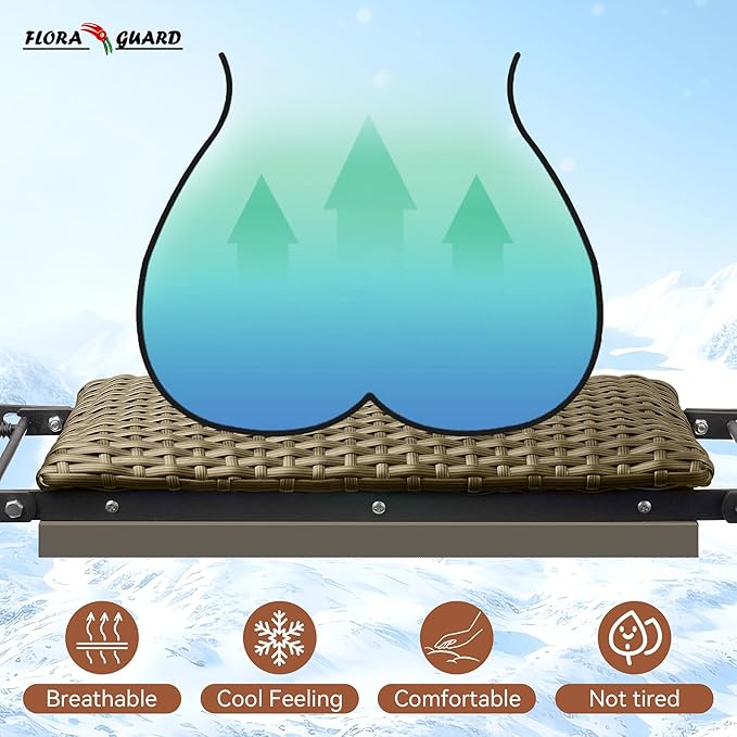 FLORA GUARD Garden Kneeler and seat, Folding seat with Tool Bag, Rattan Cushion, Heavy Duty Carbon Steel Construction, Perfect Gardening Gift for Seniors and Women