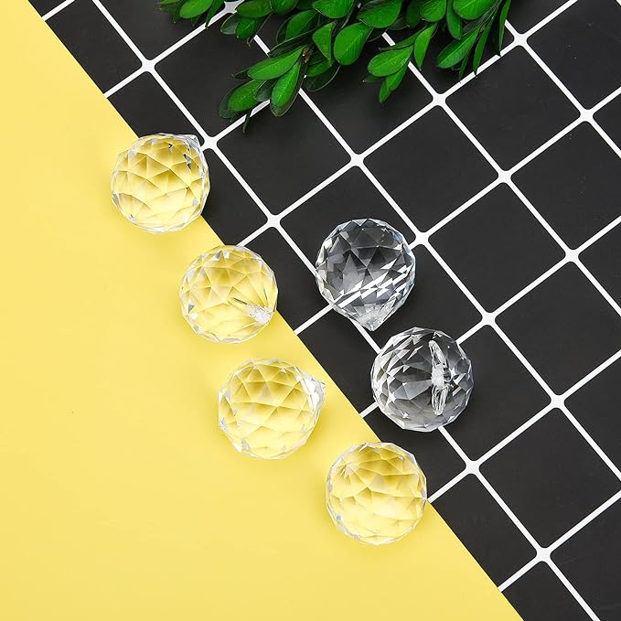 Merrynine 30mm/1.18" 20pcs Crystal Prism Suncatcher for Windows Hanging, Clear Glass Crystal Sun Catcher Beads for Pendants Maker, Crystal Balls for Indoor Window, Feng Shui, Women Girl Gifts
