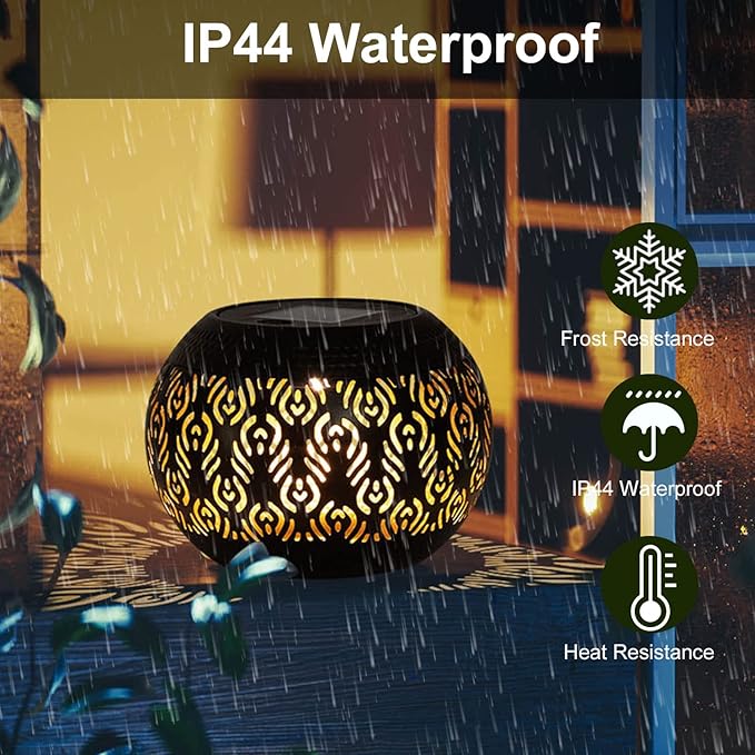 Solar Table Light Outdoor Waterproof- Solar Powered LED Lamp Hollowed-Out Black Peacock Feather Metal Desktop Decorative Lantern for Indoor Desk Bedroom Patio Garden Pathway Yard