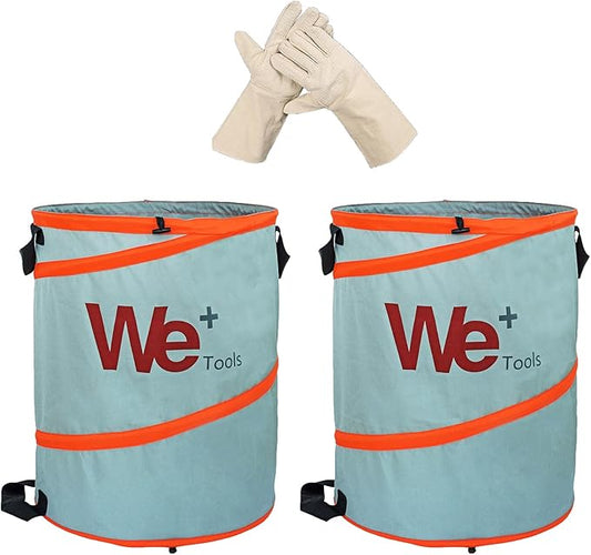 26 Gallon Leaf Bags - Pop Up Trash Can Yard Waste Garden Bag Container - Reusable Collapsible Garden Bags for Gardening 2 Pack,Replacement WORX WA0030 Yard Waste Bag,Add a pair of gloves