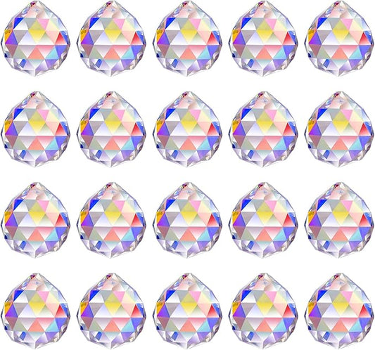 MerryNine 20Pack Crystal Ball 0.8"/20mm Prism Sun Shine Catcher Rainbow Pendants Maker, Hanging Crystals Prisms for Windows, for Feng Shui, for Gift (AB Color)