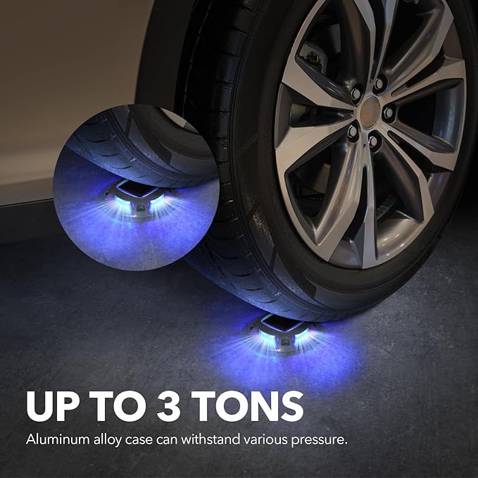 AGPTEK Solar Driveway Lights Outdoor 1 Pack, 2 Color Modes LED Deck Dock Marine Waterproof Security Marker Lights for Step Sidewalk Stair Garden Pathway Walkway Yard(Blue Light/Cool White)