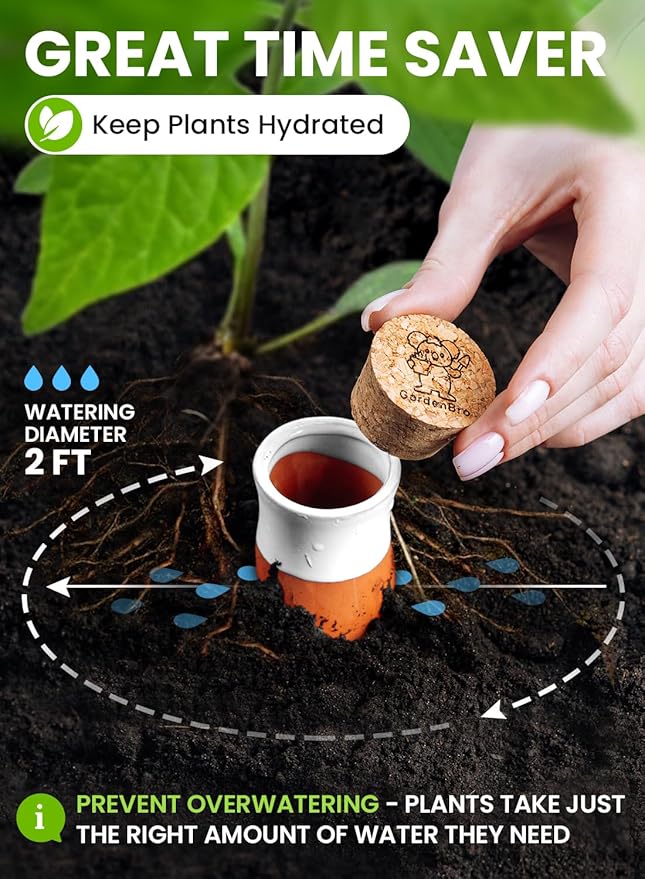 4 Pcs Ollas Terracotta Watering Pots Large- 14 Oz Self Watering Planter Insert Olla Watering System for 1-Week Easy to Refill - Clay Plant Watering Globes for Outdoor & Indoor Plants [4, White]